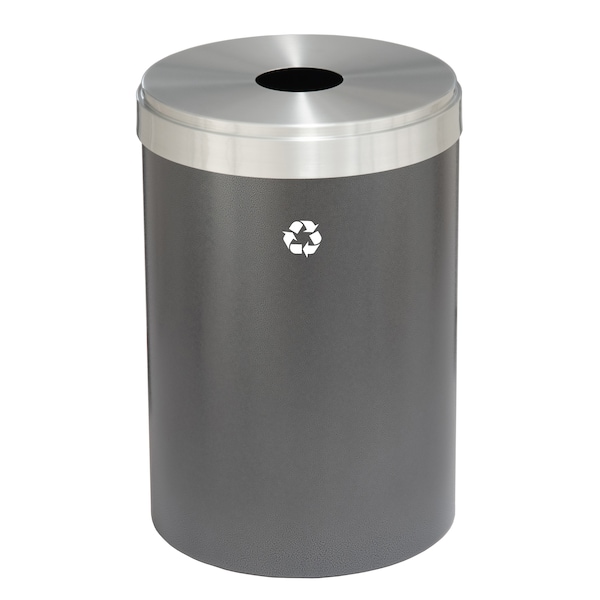 33 gal Round Recycling Bin, Silver Vein/Satin Aluminum