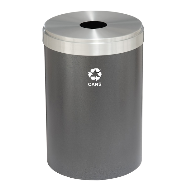 33 gal Round Recycling Bin, Silver Vein/Satin Aluminum