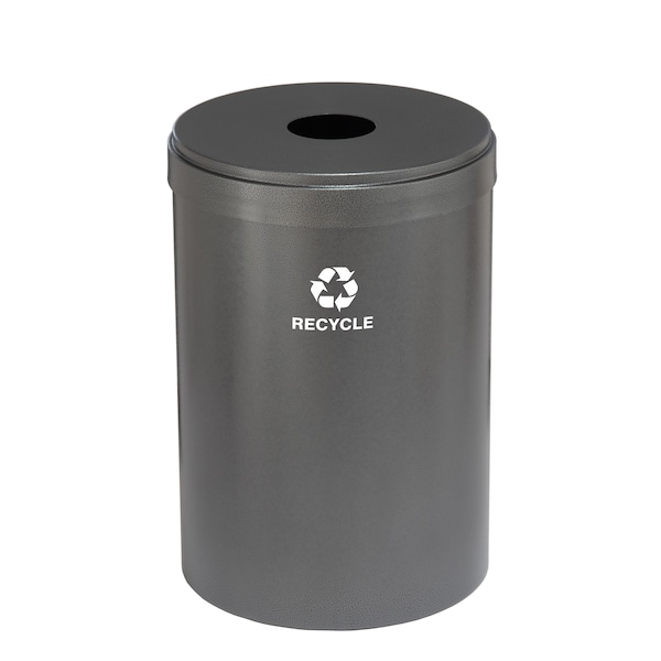33 gal Round Recycling Bin, Silver Vein