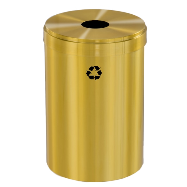 41 gal Round Recycling Bin, Satin Brass
