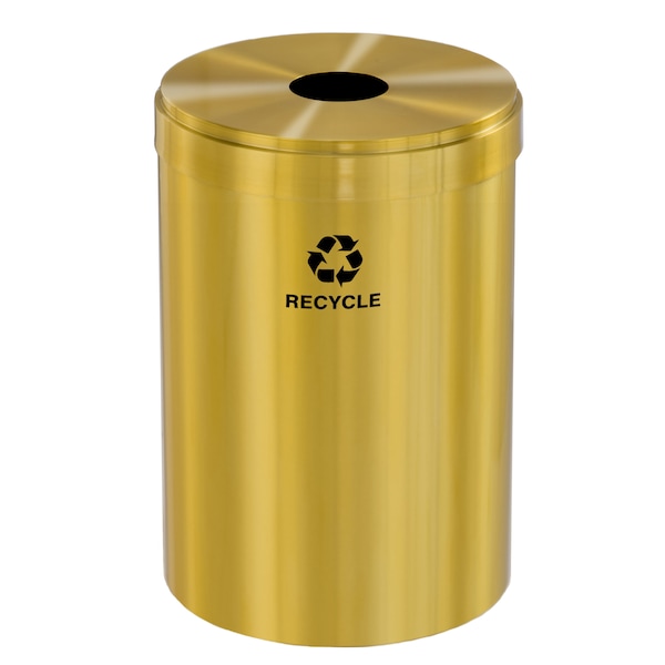 41 gal Round Recycling Bin, Satin Brass