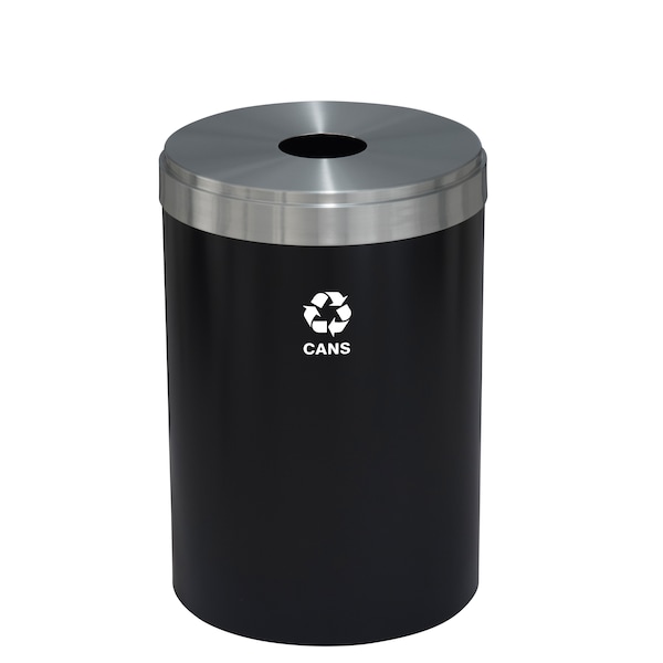 41 gal Round Recycling Bin, Satin Black/Satin Aluminum