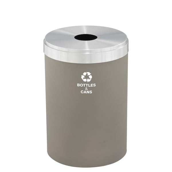 41 gal Round Recycling Bin, Nickel/Satin Aluminum