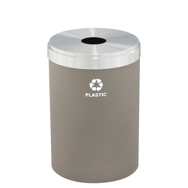 41 gal Round Recycling Bin, Nickel/Satin Aluminum