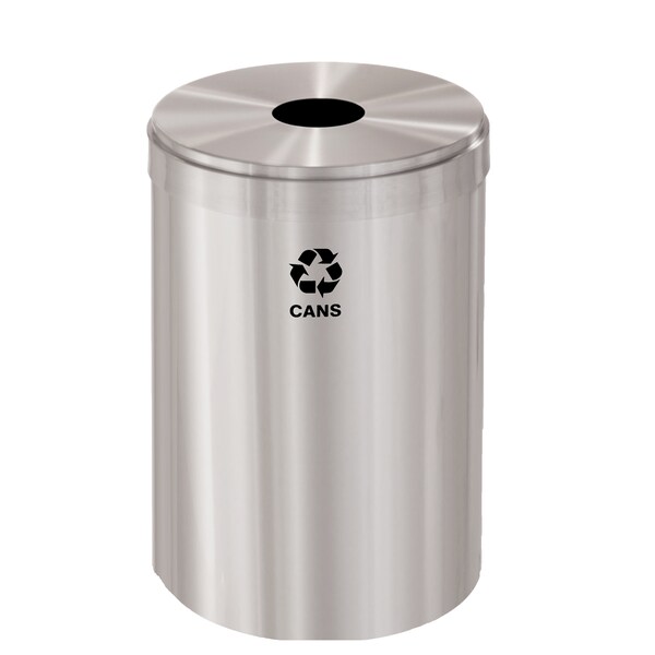 41 gal Round Recycling Bin, Satin Aluminum