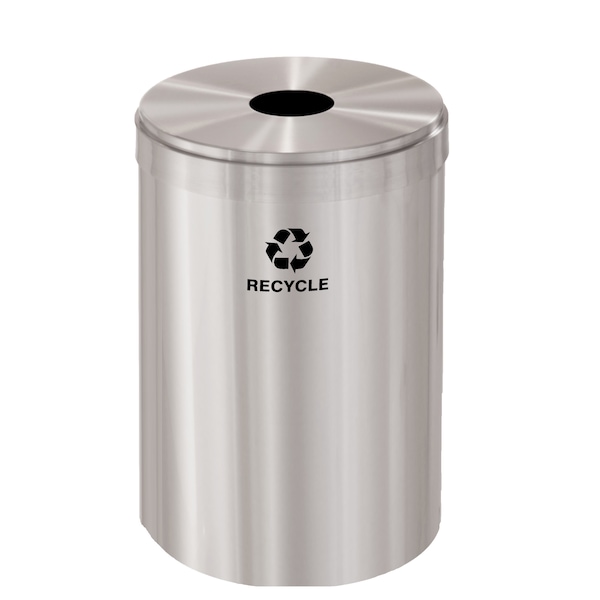 41 gal Round Recycling Bin, Satin Aluminum