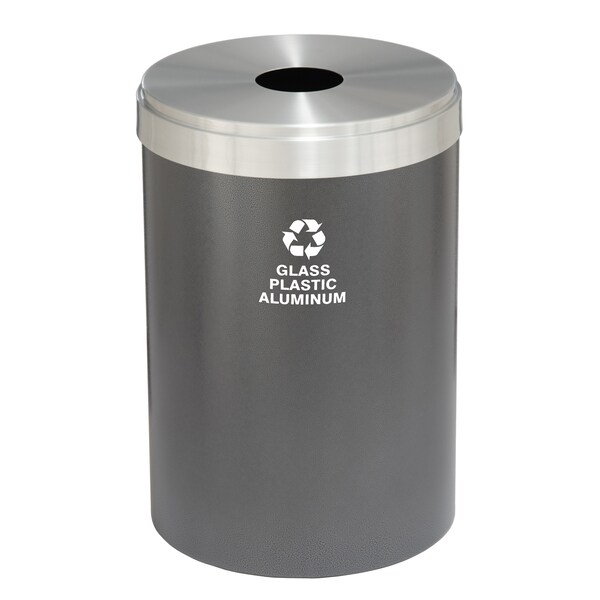 41 gal Round Recycling Bin, Silver Vein/Satin Aluminum