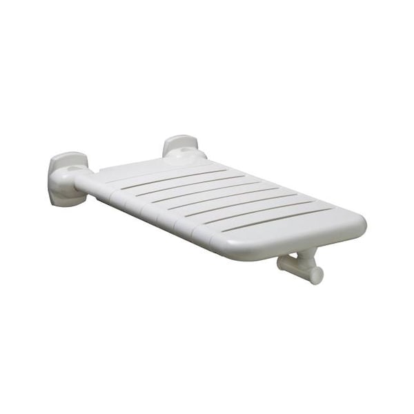 B51811628 White Shower Furniture, 28" L, Seat : Polyamide 6 Nylon, Frame, Bracket: Steel, White