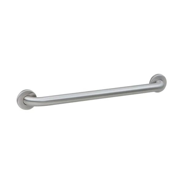 Straight B580624 Satin Stainless Steel Grab Bar, 24" L, Stainless Steel, Satin Stainless Steel