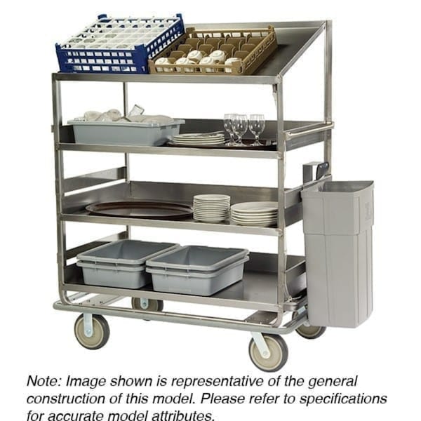 Glass Rack/Dish Sorting Cart; 1 Flat, 3 Angled 28"x46" Shelves