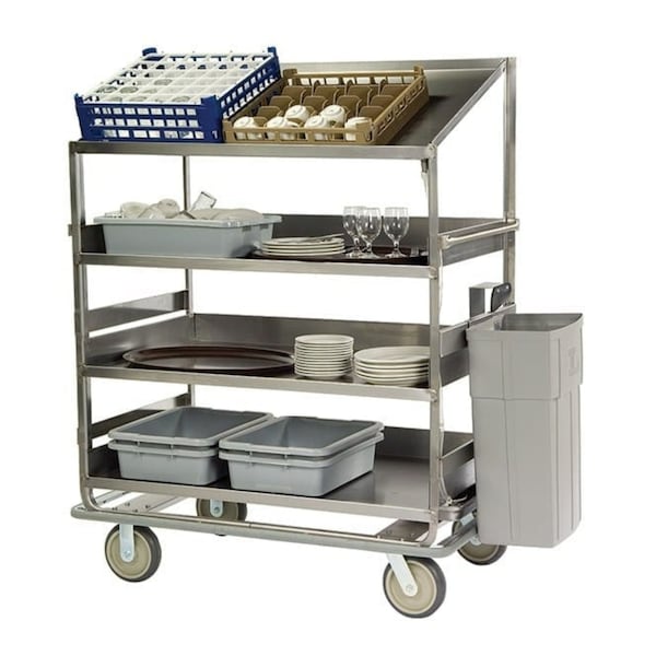 Glass Rack/Dish Sorting Cart; 3 Flat, 1 Angled 28"x70" Shelves