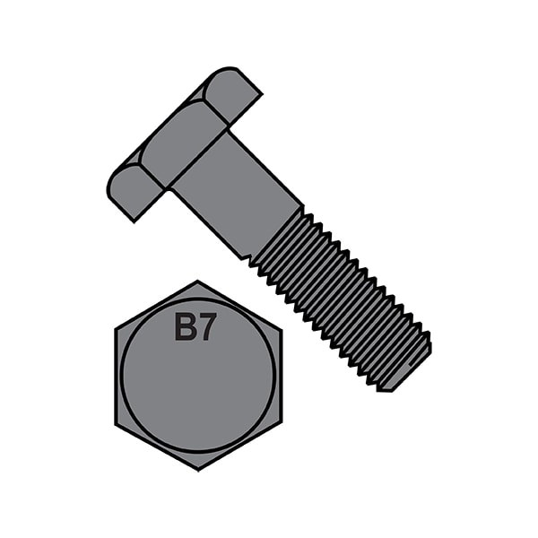 Grade B7, 5/8"-11 Hex Head Cap Screw, Plain Steel, 2-3/4 in L, 125 PK