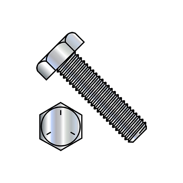 Grade 5, 1"-8 Hex Head Tap Bolt, Zinc Plated Steel, 3-1/2 in L, 5 PK