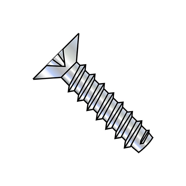 Sheet Metal Screw, #6-20 x 3/8 in, Zinc Plated Steel Flat Head Phillips Drive, 10000 PK
