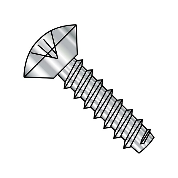 Sheet Metal Screw, #10-16 x 1/2 in, Plain 18-8 Stainless Steel Oval Head Phillips Drive, 4000 PK