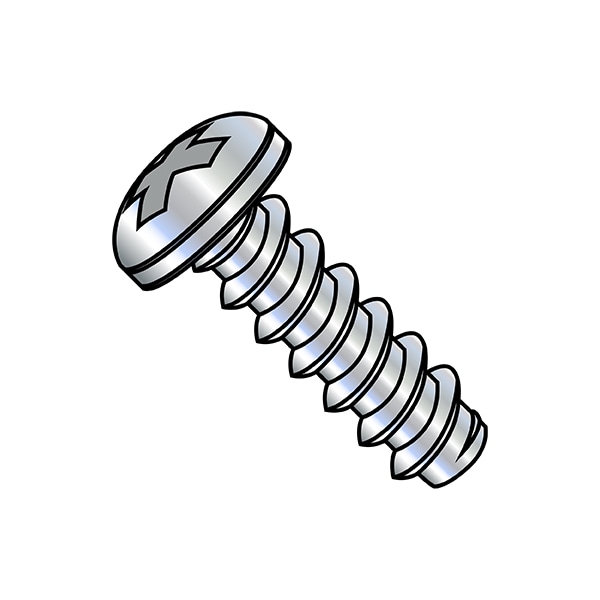 Sheet Metal Screw, #2-32 x 3/16 in, Zinc Plated Steel Pan Head Phillips Drive, 10000 PK