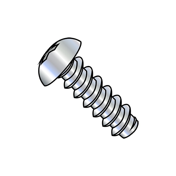 Sheet Metal Screw, #10-16 x 3/8 in, Zinc Plated Steel Round Head Phillips Drive, 8000 PK