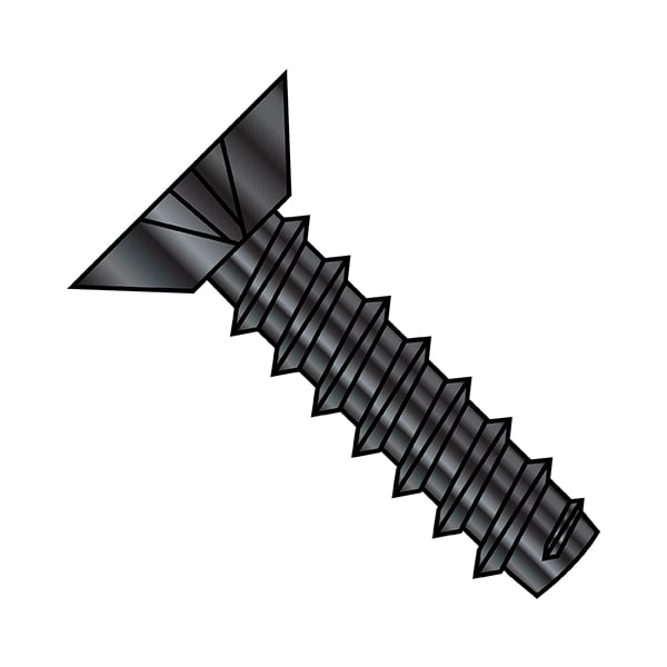 Sheet Metal Screw, #4-24 x 3/16 in, Zinc Plated Steel Flat Head Phillips Drive, 10000 PK