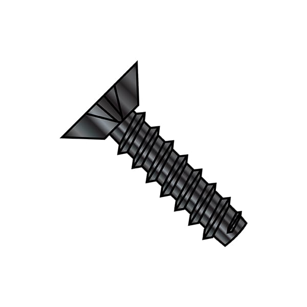 Sheet Metal Screw, #6-20 x 1/4 in, Black Oxide Steel Flat Head Phillips Drive, 10000 PK