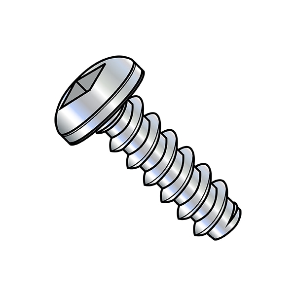 Sheet Metal Screw, #4-24 x 1/4 in, Zinc Plated Steel Pan Head Square Drive, 10000 PK