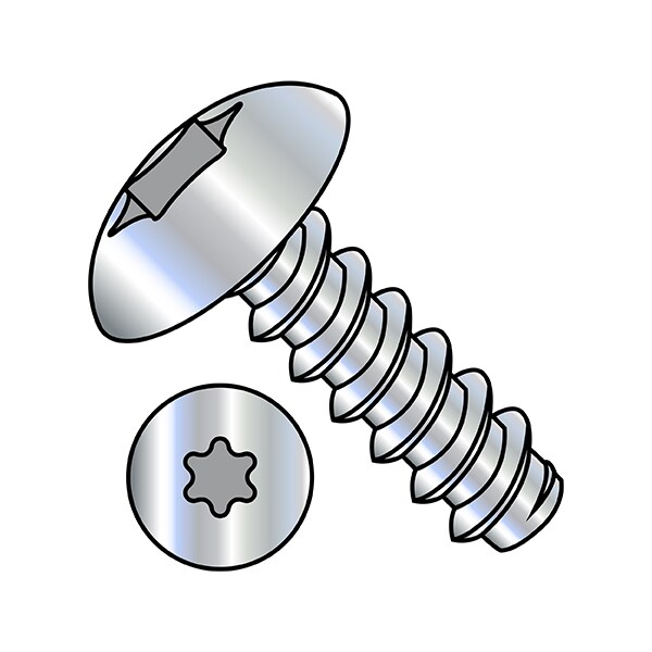 Sheet Metal Screw, #8-18 x 3/8 in, Zinc Plated Steel Truss Head Torx Drive, 10000 PK