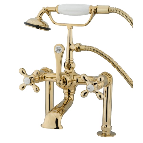 Deck-Mount Clawfoot Tub Faucet, Polished Brass, Deck Mount