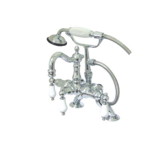 Deck-Mount Clawfoot Tub Faucet, Standard, 3-3/8", 2, Deck Mount, Polished Chrome