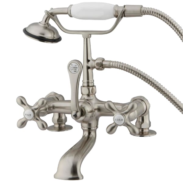 Deck-Mount Clawfoot Tub Faucet, Brushed Nickel, Deck Mount