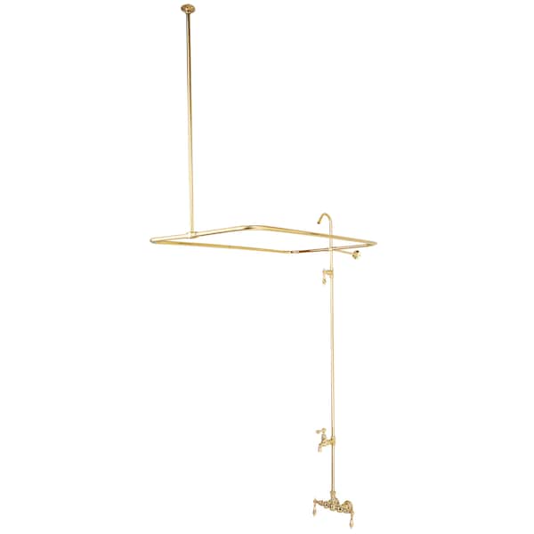 Wall-Mount Clawfoot Tub Faucet, Polished Brass, Tub Wall Mount