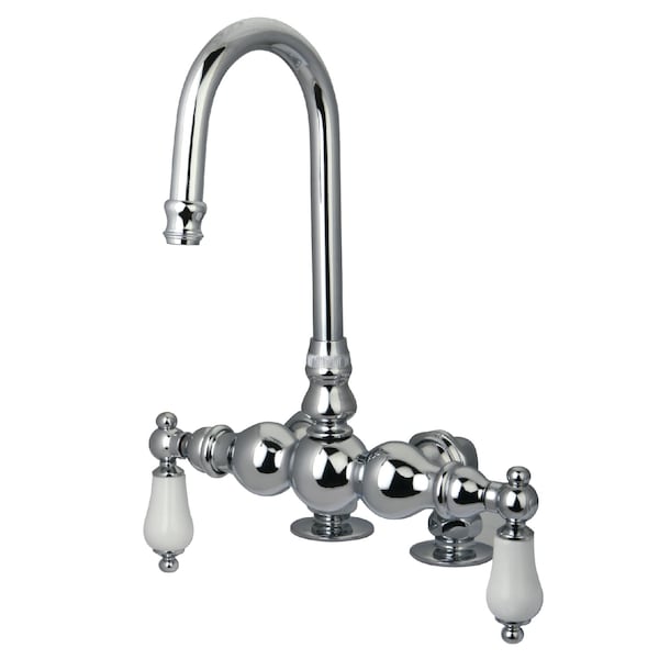 Deck-Mount Clawfoot Tub Faucet, Standard, 3-3/8", 2, Deck Mount, Polished Chrome