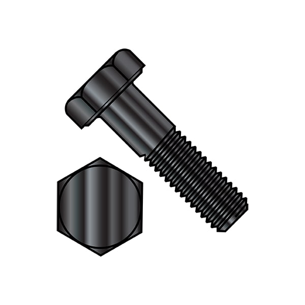 Grade 2, 1/2"-13 Hex Head Cap Screw, Black Oxide Steel, 1 in L, 400 PK