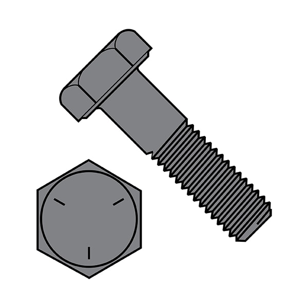Grade 5, 1-1/2"-6 Hex Head Cap Screw, Plain Steel, 2-1/2 in L, 4 PK