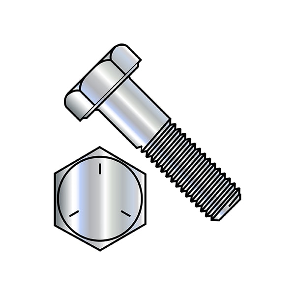 Grade 5, 1-1/4"-12 Hex Head Cap Screw, Zinc Plated Steel, 5 in L, 15 PK