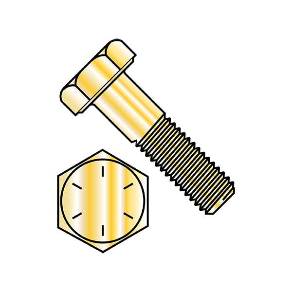 Grade 8, 9/16"-18 Hex Head Cap Screw, Zinc Yellow Steel, 3 in L, 150 PK