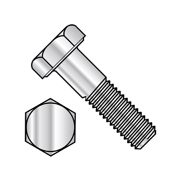 Not Graded, 1/2"-13 Hex Head Cap Screw, Plain Aluminum, 1 in L, 100 PK