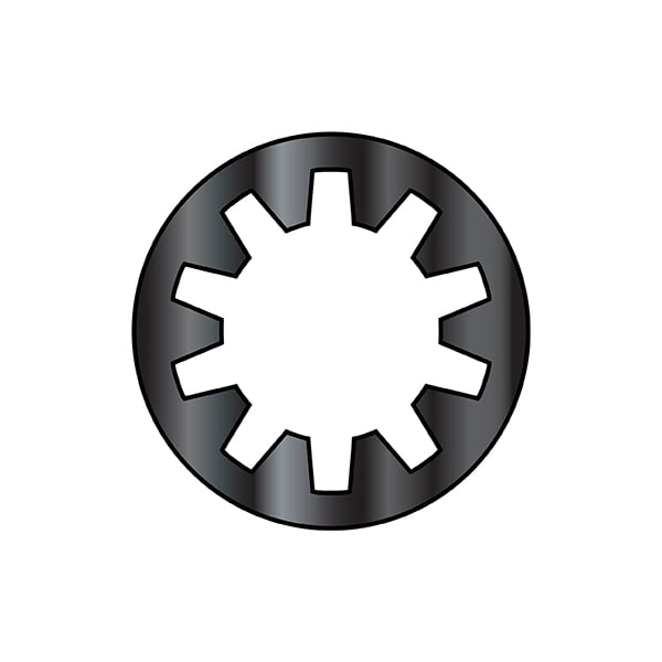 Internal Tooth Lock Washer, For Screw Size M2.5 Spring Steel, Black Oxide and Oil Finish, 10000 PK