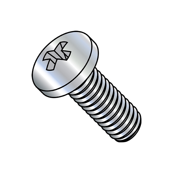 M8-1.25 x 45 mm Phillips Pan Machine Screw, Zinc Plated Steel, 400 PK