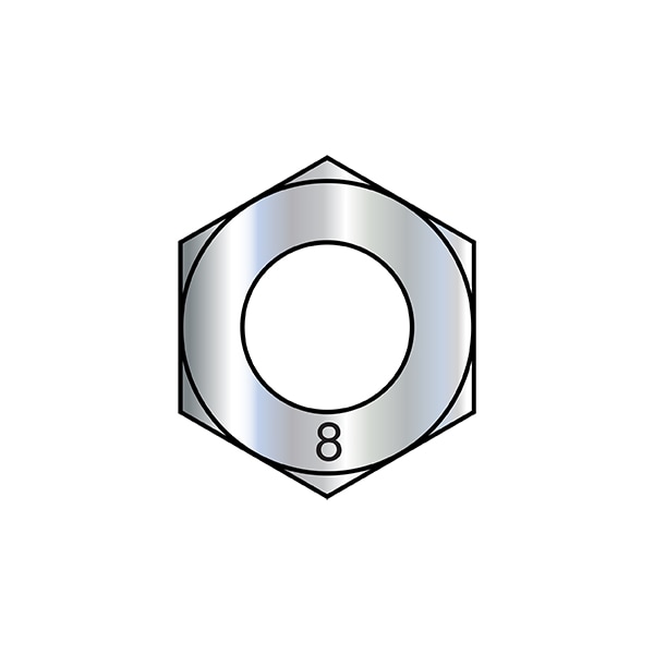 Hex Nut, M4-0.7, Steel, Grade 8, Zinc Plated, 12000 PK