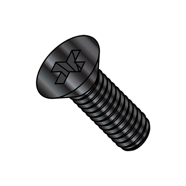 M6-1.00 x 50 mm Phillips Flat Machine Screw, Black Oxide Steel, 500 PK