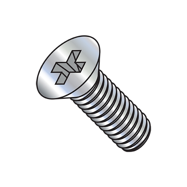M8-1.25 x 40 mm Phillips Flat Machine Screw, Zinc Plated Steel, 500 PK