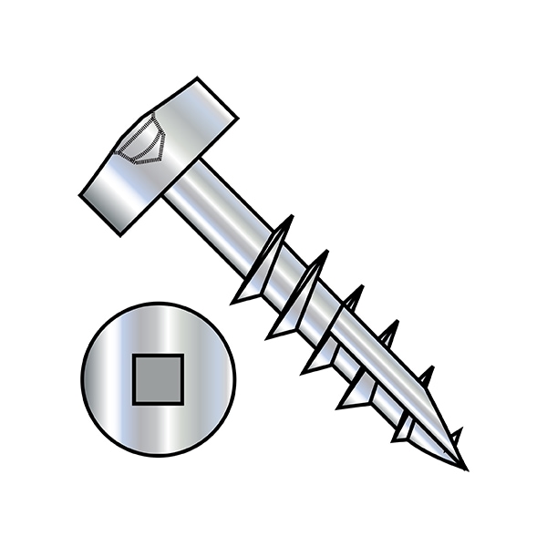 Wood Screw, #7, 1-1/4 in, Zinc Plated Steel Pan Head Square Drive, 8000 PK
