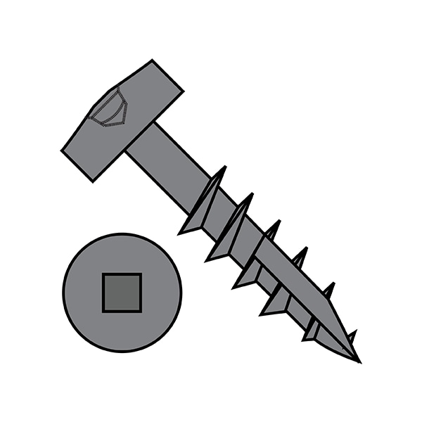 Wood Screw, #7, 1-1/4 in, Plain Steel Pan Head Square Drive, 9000 PK