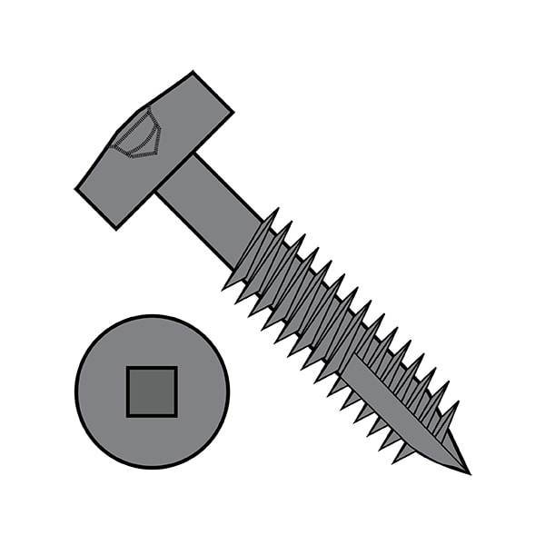 Wood Screw, #6, 1-1/2 in, Plain Steel Pan Head Square Drive, 8000 PK