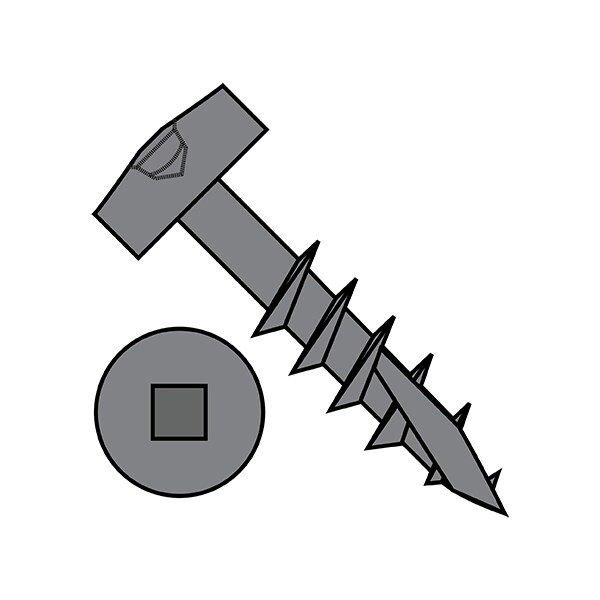 Wood Screw, #7, 1-1/4 in, Plain Steel Pan Head Square Drive, 9000 PK