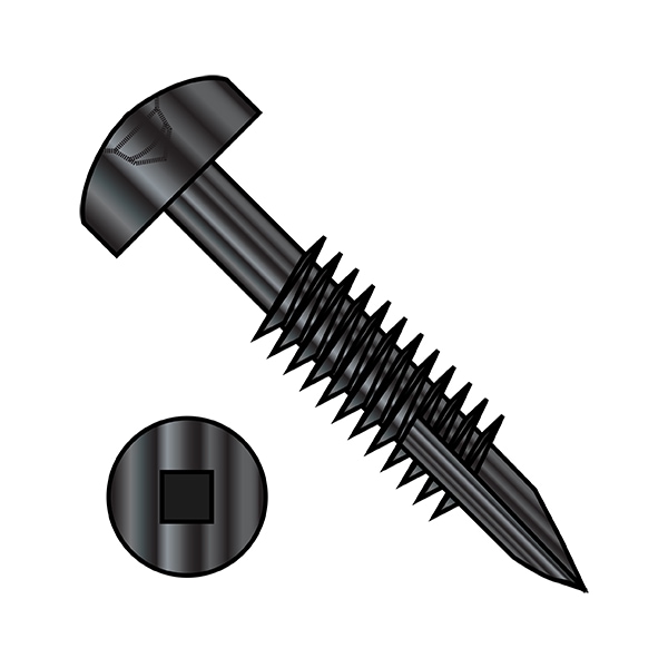 Wood Screw, #6, 1-1/4 in, Black Oxide Steel Pan Head Square Drive, 7000 PK