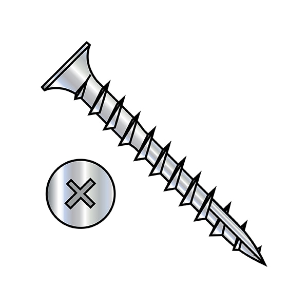 Wood Screw, #6, 7/8 in, Zinc Plated Carbon Steel Flat Head Phillips Drive, 7000 PK