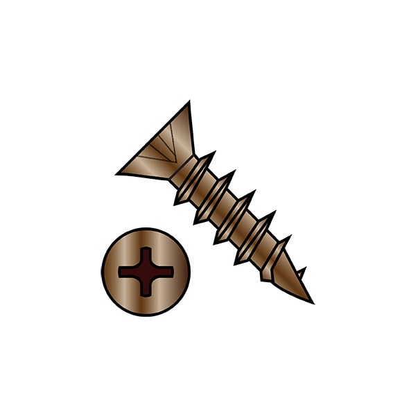 Wood Screw, #6, 5/8 in, Plain Brass Flat Head Phillips Drive, 10000 PK