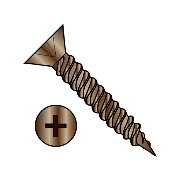 Wood Screw, #6, 5/8 in, Plain Brass Flat Head Phillips Drive, 10000 PK