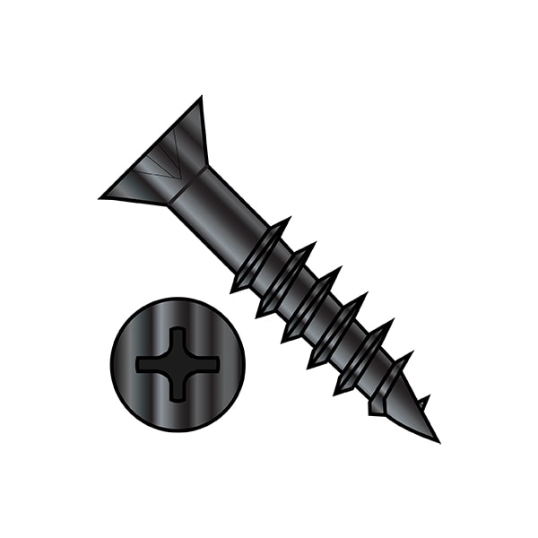 Wood Screw, #8, 2-1/2 in, Black Oxide Steel Flat Head Phillips Drive, 2200 PK