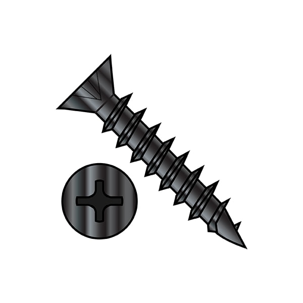 Wood Screw, #8, 7/8 in, Oil Rubbed Steel Flat Head Phillips Drive, 10000 PK